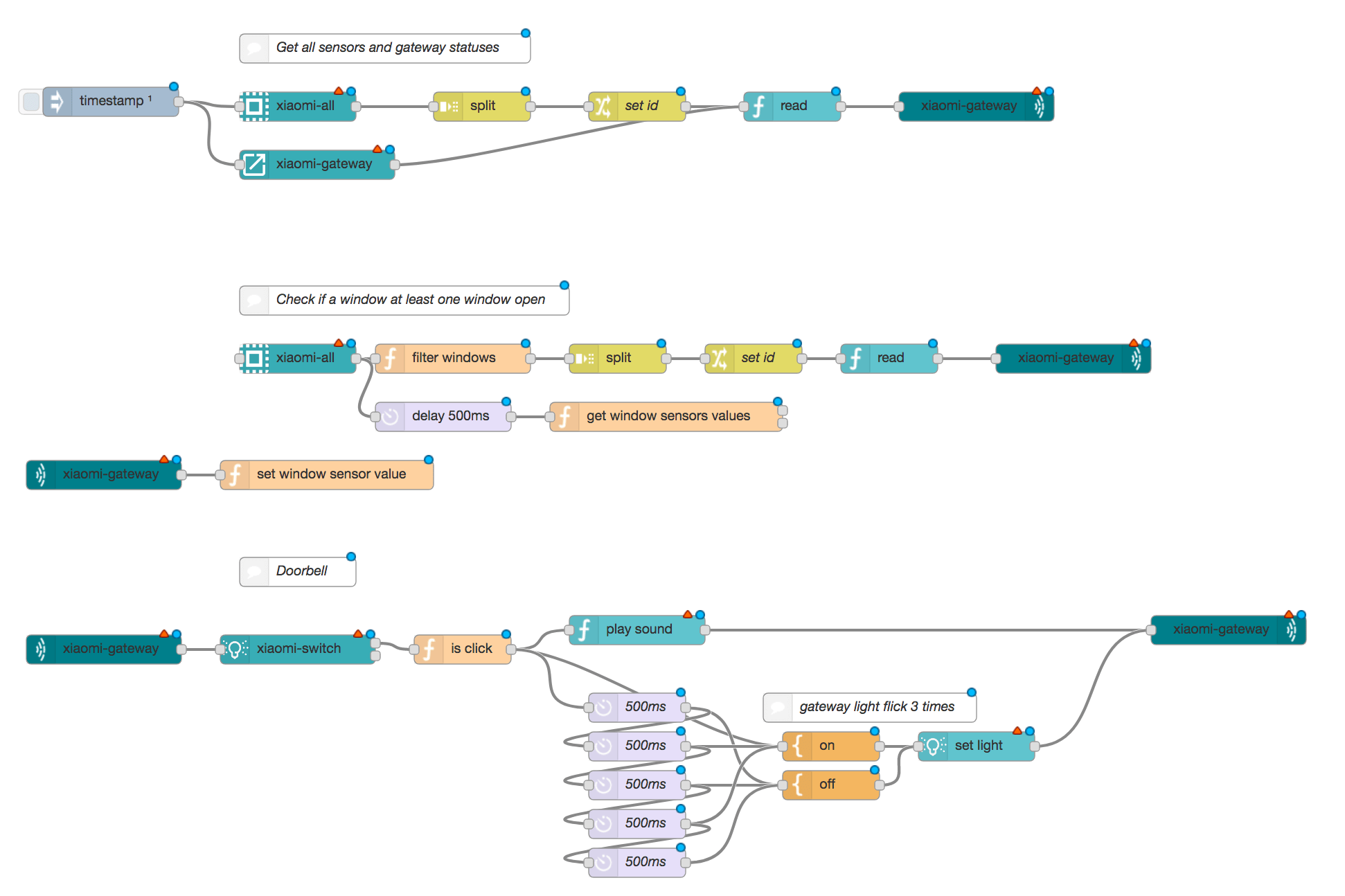 Mi devices example in node-red